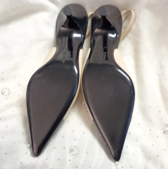 ❤️SALVATORE FERRAGAMO GANCINI 2 Tone Slingback Kitten Heel Shoes 6 1/2 B - Picture 5 of 8